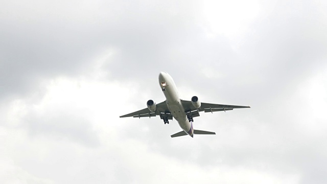 飞机在稻田上空降落视频素材