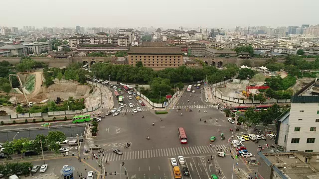 鸟瞰图西安城门在中国视频素材