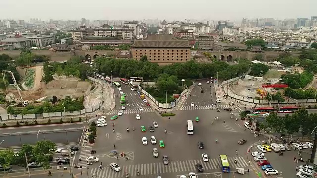 鸟瞰图西安城门在中国视频素材