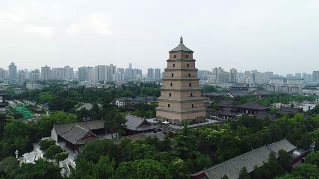 中国著名的大雁塔鸟瞰图视频素材