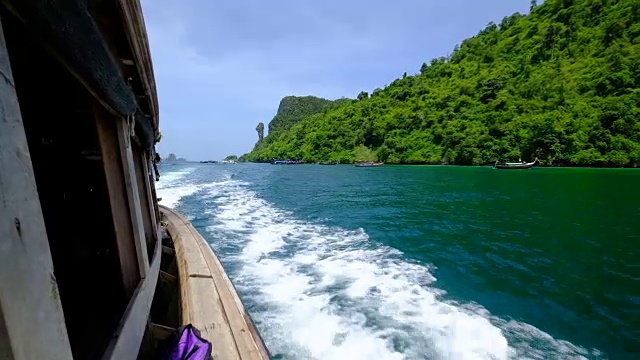 泰国甲米莱莱热带泻湖游船之旅视频素材