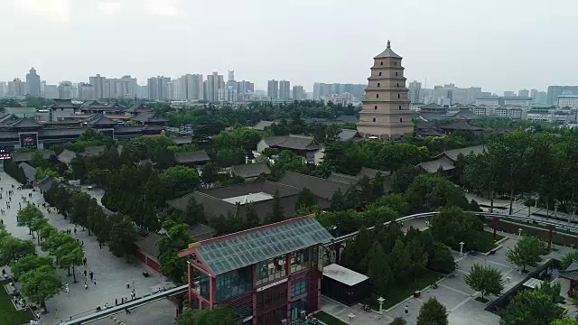 中国著名的大雁塔鸟瞰图视频素材