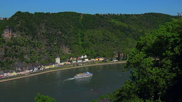 St. Goarshausen和Katz城堡，莱茵谷，莱茵兰-普法尔茨，德国视频素材