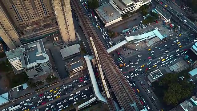 泰国曼谷十字路口鸟瞰图视频下载