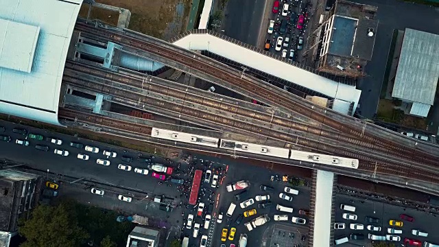 泰国曼谷十字路口鸟瞰图视频素材