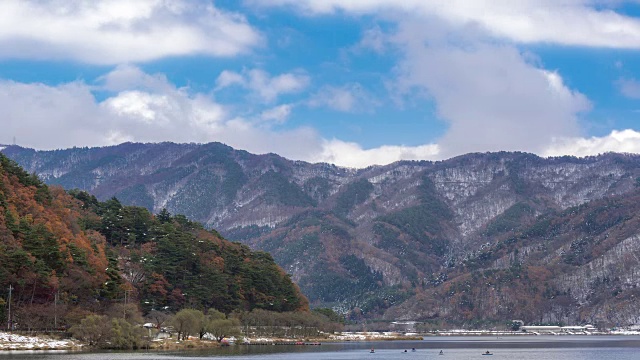 延时:日本山梨县川口湖视频素材