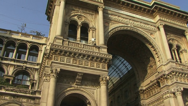 CU, LA, TU, Galleria Vittorio Emanuele II，广场del Duomo，米兰，Lombardy，意大利视频素材