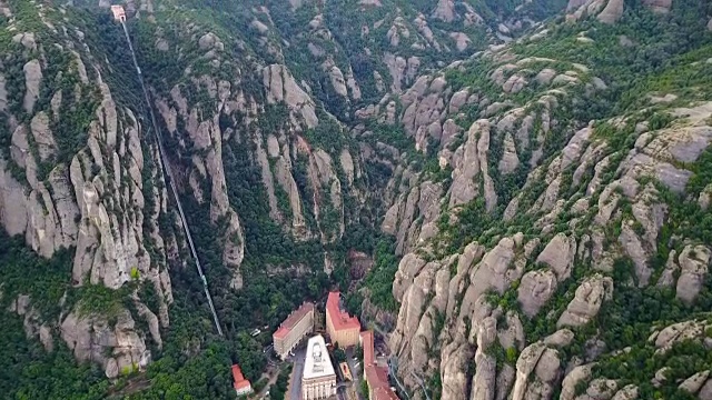 蒙塞拉特修道院圣玛丽亚鸟瞰图视频素材