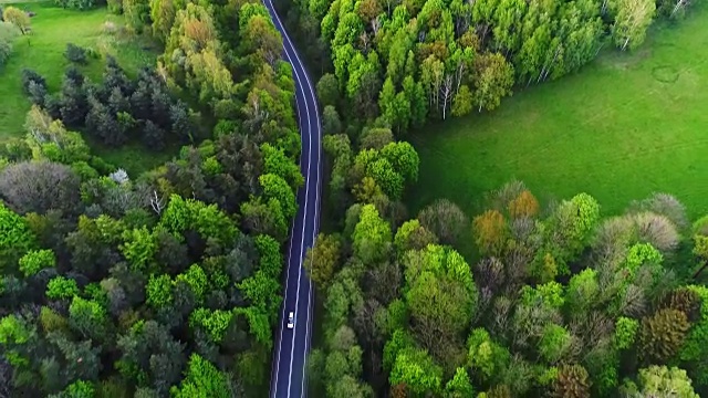 汽车通过公路鸟瞰图视频素材