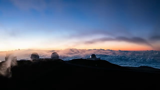 从莫纳克亚山，大岛在日落时4300高度的天文台的观点视频素材