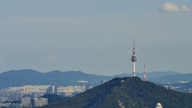 北首尔塔鸟瞰图(首尔地标)视频素材