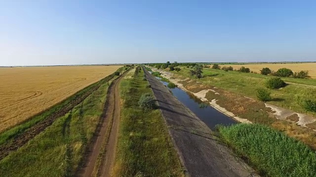 废弃水道，无人机视角视频素材