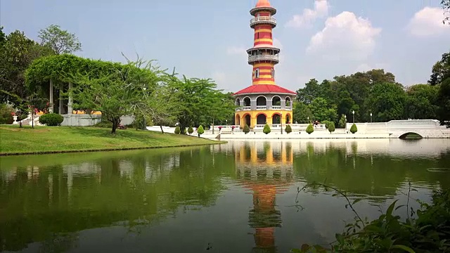 在泰国大城府邦帕宫，圣贤们瞭望视频素材