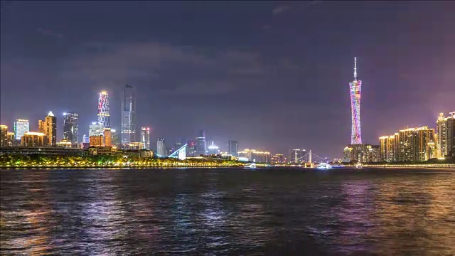 夜间的广州天际线，中国视频下载