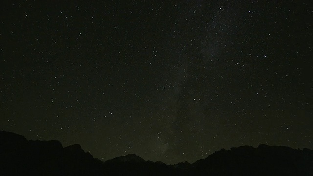 T/L WS星星和银河系在美国加利福尼亚州惠特尼山/孤松山上方的夜空中移动视频素材