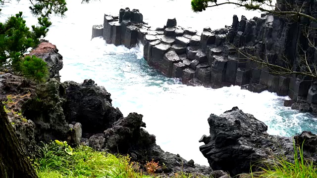 Jungmun大埔海岸jusangolli Cliff视频素材