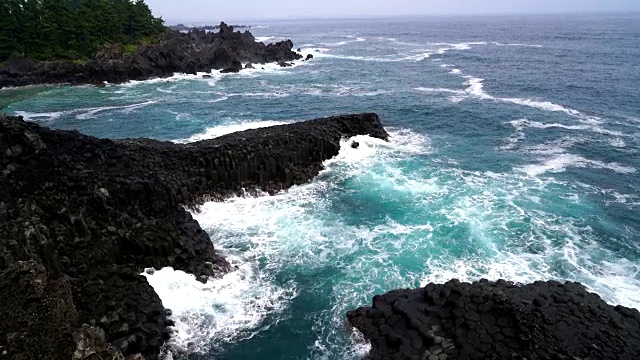 Jungmun大埔海岸jusangolli Cliff视频素材