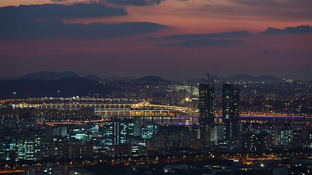 汉江商厦及松洞谷夜景鸟瞰图视频素材