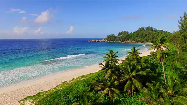 鸟瞰图:警察湾，Mahé岛，塞舌尔视频素材