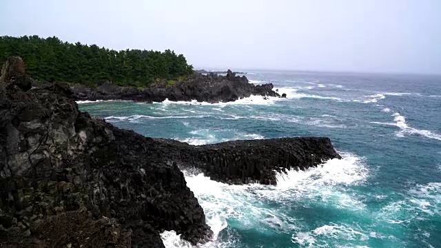 Jungmun大埔海岸jusangolli Cliff视频素材