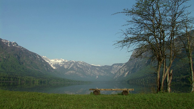 WS, Bohinj湖周围的山脉，特里格拉夫国家公园，戈伦斯卡，斯洛文尼亚视频素材