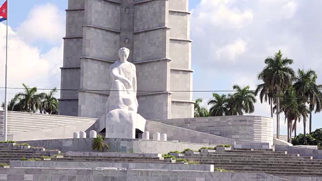 古巴赫瓦那:革命广场上的何塞·马蒂纪念馆。这个著名的地方是加勒比岛国首都的主要旅游景点视频素材