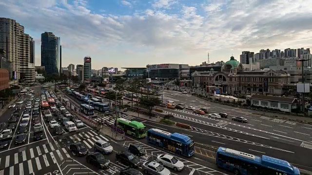 观景汉城站巴士转乘中心和前汉城站在中固视频素材