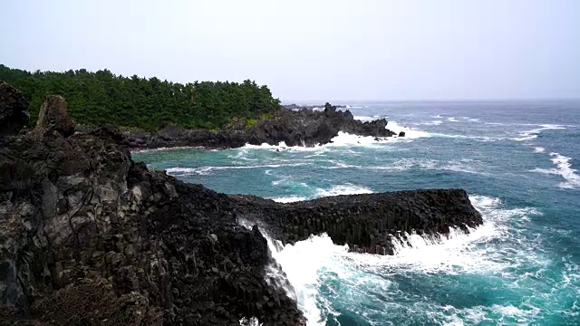 Jungmun大埔海岸jusangolli Cliff视频素材