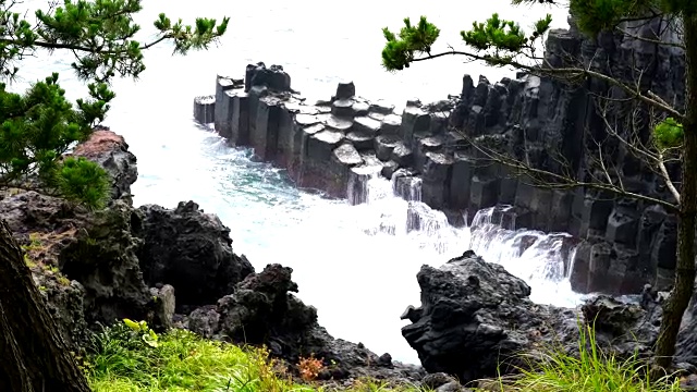 Jungmun大埔海岸jusangolli Cliff视频素材