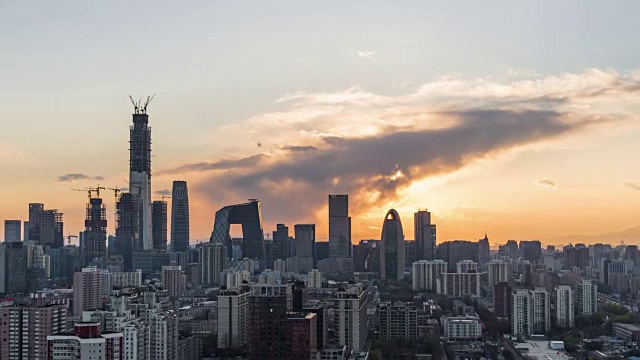 T/L WS HA ZO Beijing Urban Skyline with Sunlight /北京，中国视频下载