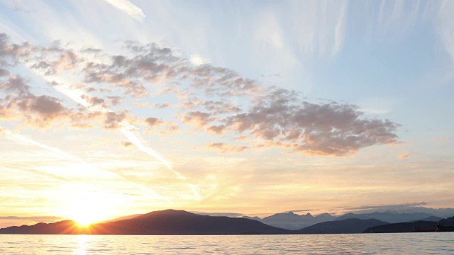 时间流逝的观点，日落在Howe Sound，温哥华港视频素材