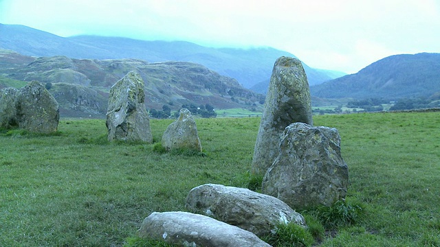 CU, ZO, MS, Castlerigg Stone Circle，英国坎布里亚郡Keswick附近视频素材