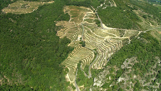 法国罗讷-阿尔卑斯平原瓦里的空中梯田视频素材