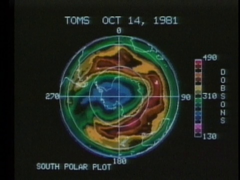 1990年WS卫星图像显示南极上空臭氧空洞，音频视频素材