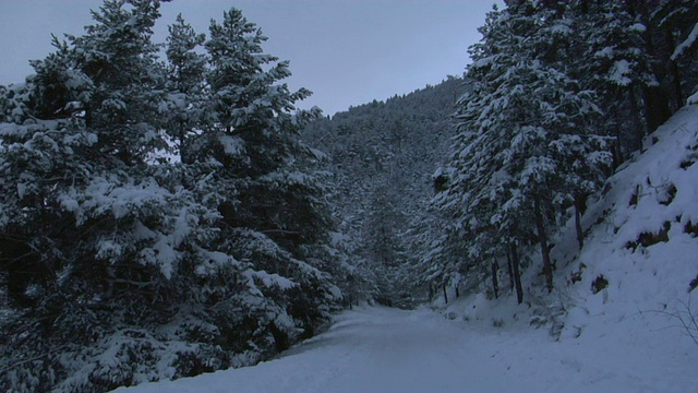 西班牙比利牛斯山，大雪覆盖的山路视频素材