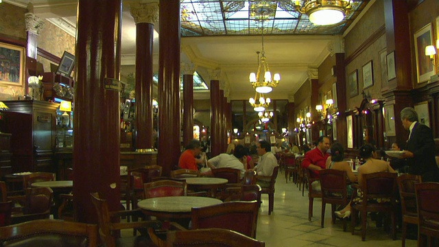 WS PAN Tortoni Cafe interior，布宜诺斯艾利斯，阿根廷视频素材