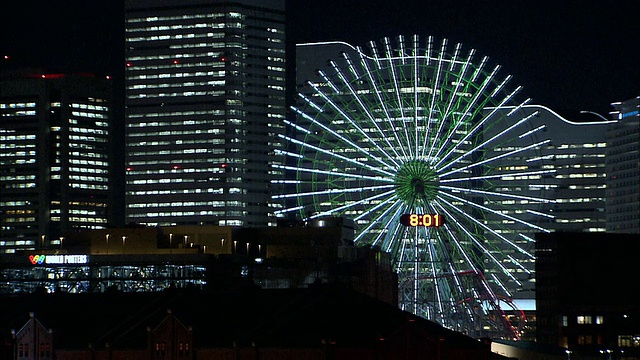 MS Minato Mirai 21夜间照明，横滨，日本视频素材