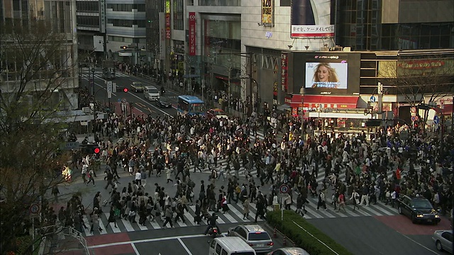 日本东京涩谷十字路口的WS LS HA行人视频素材