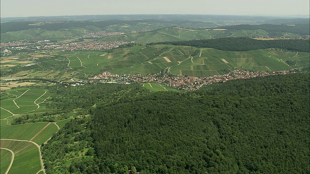 空中葡萄园在丘陵景观，斯图加特，巴登Wurtenberg，德国视频素材