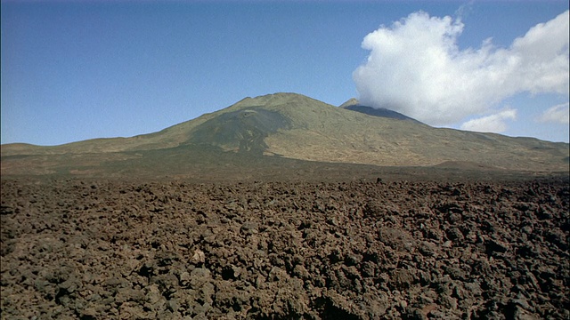 西班牙Pico de Teide /加那利群岛脚下的火山岩上的宽镜头视频素材