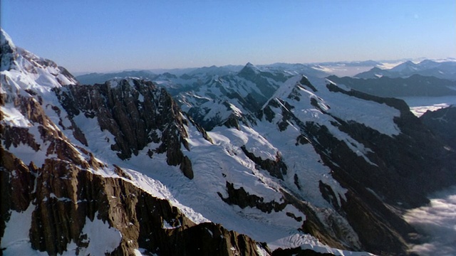 新西兰库克山国家公园的空中雪峰视频素材