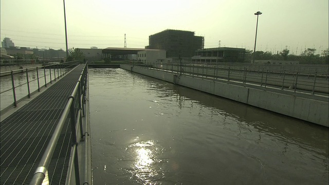 北京清河污水处理厂污水池中CU ZO TU WS水视频素材