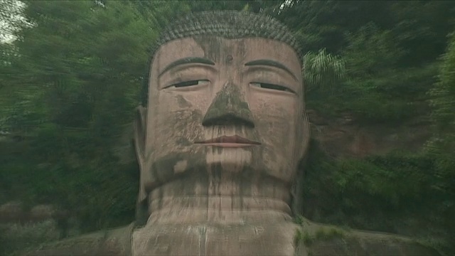 大佛石刻，四川乐山，中国视频素材