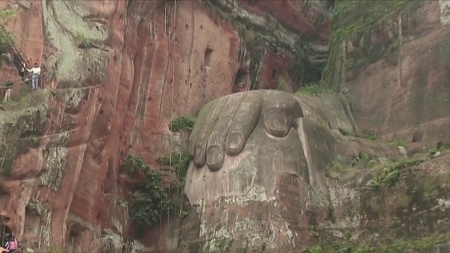 大佛石刻，四川乐山，中国视频素材