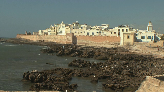 加强港口城镇，Essaouira，摩洛哥视频素材