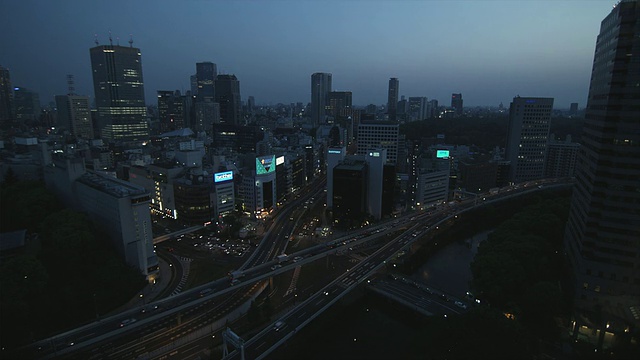 黄昏的城市景观，东京，日本视频素材