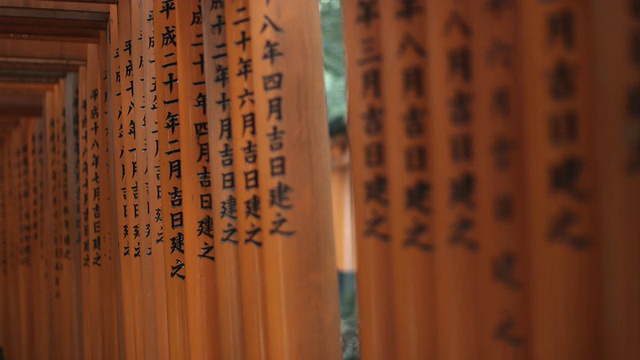 日本京都，通往Fushimi Inari Taisha神社内部的牌坊门视频素材