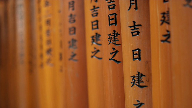 日本京都，通往Fushimi Inari Taisha神社内部的牌坊门视频素材