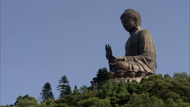 WS LA佛像坐佛在森林山顶，香港，香港，中国视频素材