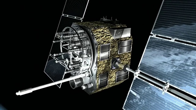 在地球轨道上旋转的CU CGI GPS卫星/英国牛津郡牛津视频素材